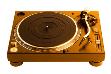 Beyaz, altın sesi üzerine izole profesyonel dj pikap