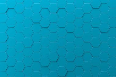 mavi bal petekleri soyut altıgen arkaplan, 3d illüstrasyon