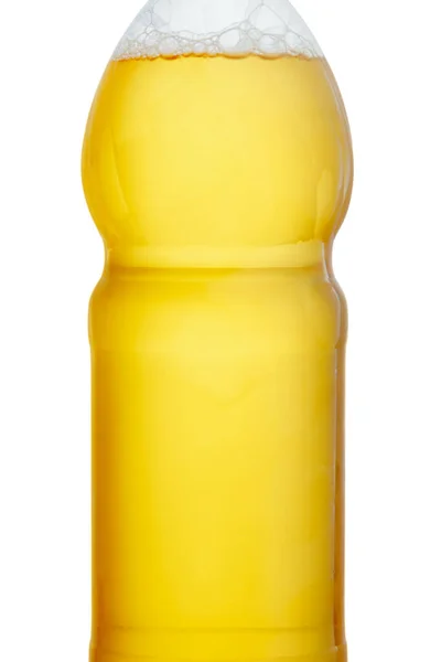 Meeneembier Een Plastic Fles Geïsoleerd Wit Van Dichtbij Bekeken — Stockfoto
