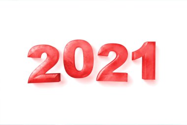 2021 mutlu yeni yıl kırmızı buz metni beyaz, 3D render