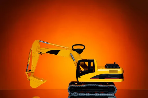 Modello Escavatore Sfondo Arancione — Foto Stock