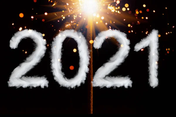 Anul Nou 2021 Cifre Stil Cloud Spumant — Fotografie, imagine de stoc