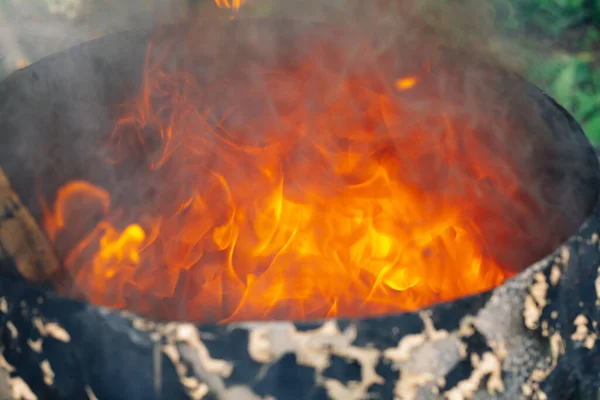 Brandend Vuur Een Vat — Stockfoto