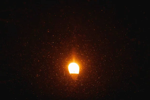 Street Lamp Light Night Snow Particles — Stock Photo, Image