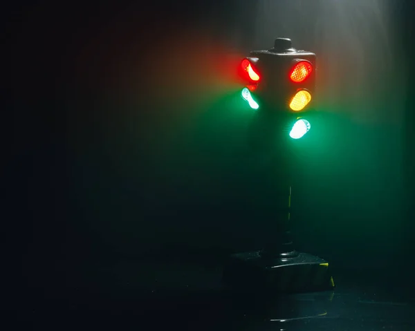 Traffic Lights Night Dense Fog — Stock Photo, Image