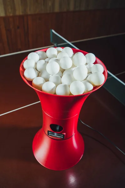 Balles Tennis Table Dans Robot Entraîneur — Photo