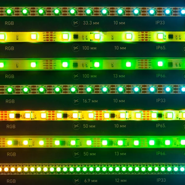 Світлодіодні Смуги Зелене Світло Чорному Фоні — стокове фото