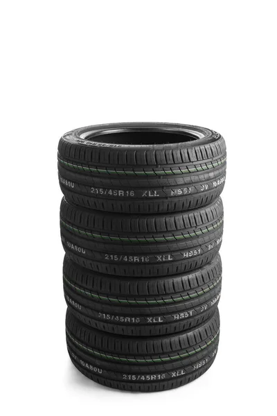 Stack Summer Tires Isolated White — Stock Photo, Image