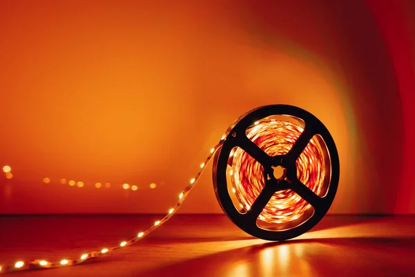 Striscia Led Arancio Rotolo Leggero — Foto Stock