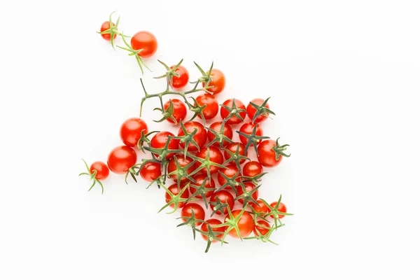 Tomates Cherry Esparcidos Sobre Fondo Blanco —  Fotos de Stock