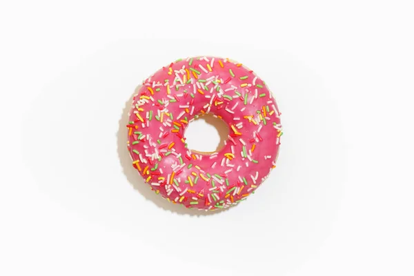 Rosado Donut Contra Fondo Blanco — Foto de Stock