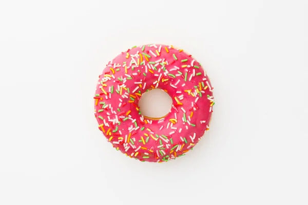 白色背景下的粉红甜甜圈 — 图库照片