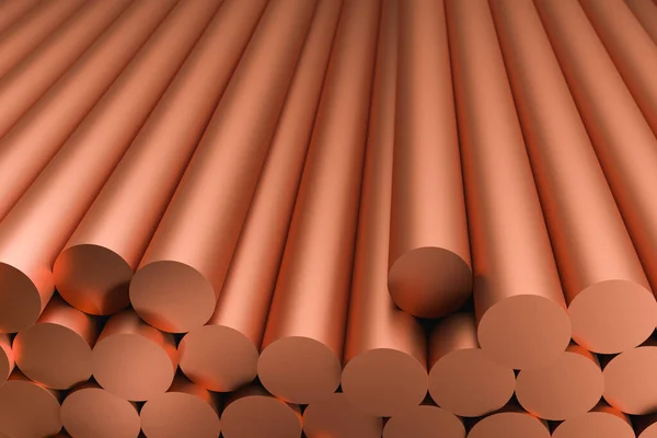 Copper Billets Raw Sticks Rendering — Stock Photo, Image