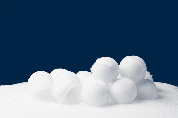 Boules Neige Sont Prêtes Pour Bataille Vue Rapprochée — Photo