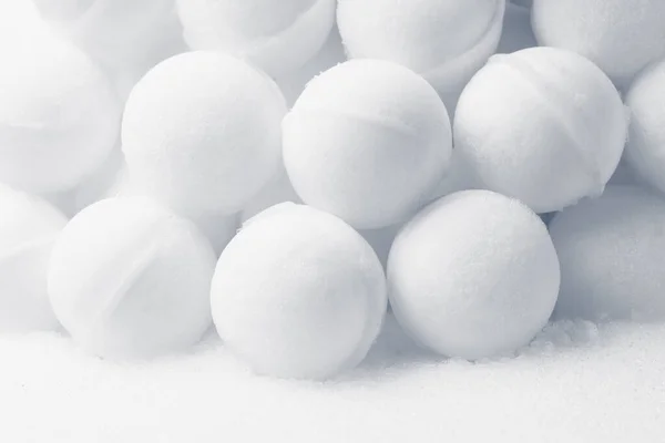 Snowballs Ready Battle Close View Stock Photo