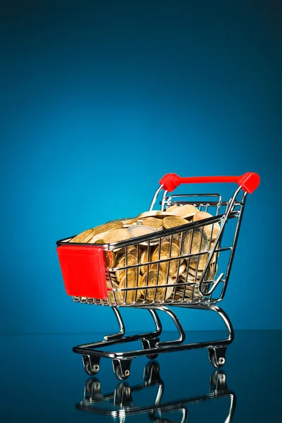 Shopping cart full of money — Stock Photo, Image