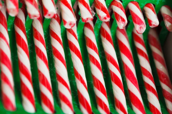 Candy canes in green pack — Stock Photo, Image