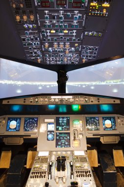 inside of homemade flight simulator cockpit clipart