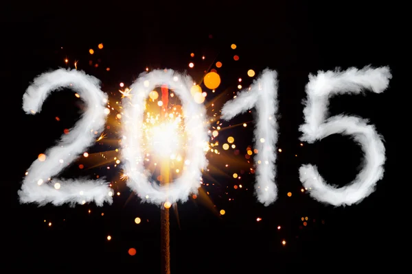 New Year 2015, smoke style digits with sparkler — Stock Photo, Image