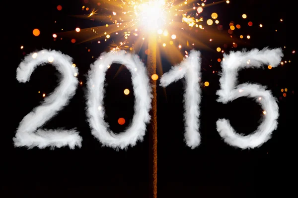 New Year 2015, smoke style digits with sparkler — Stock Photo, Image