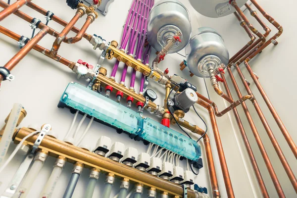 Independent heating system in boiler-house — Stock Photo, Image