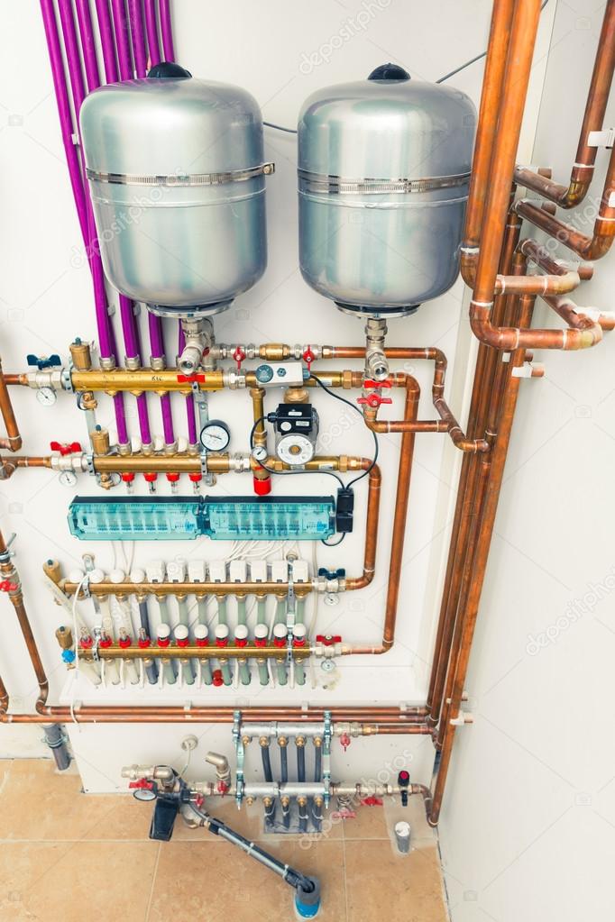 underfloor heating system in boiler-room