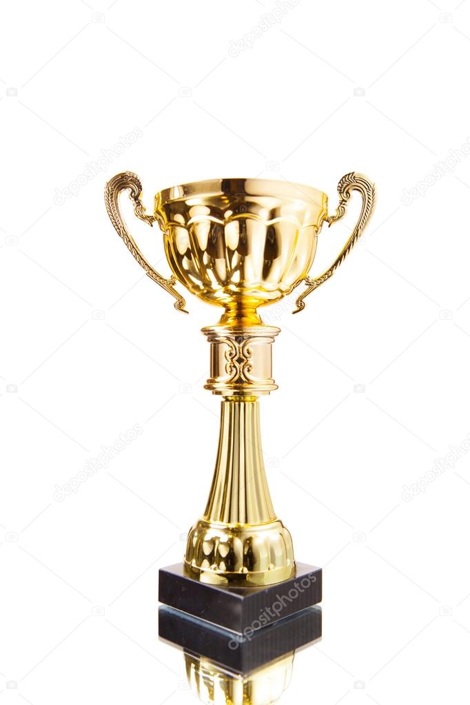 gold cup trophy isolated on white