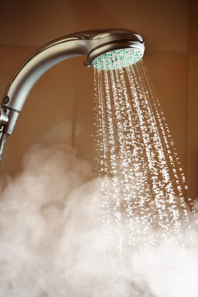 Shower with flowing water and steam — Stock Photo, Image