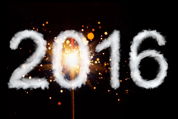 New Year 2016, smoke style digits with sparkler — Stock Photo, Image