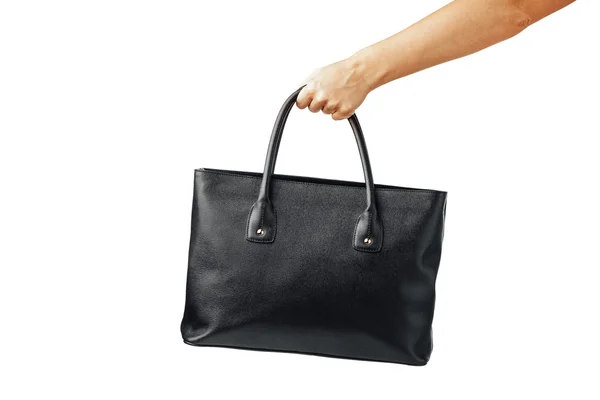 Mano tenendo borsa donna in pelle — Foto Stock