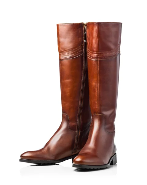 Brown leather high boots Stock Image