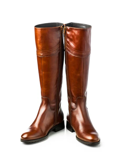 Brown leather high boots Stock Image
