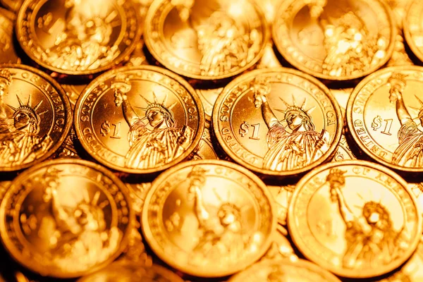 Goldene Dollar-Münzen Hintergrund — Stockfoto