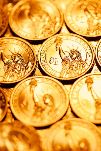 Dollaro d'oro monete sfondo — Foto Stock