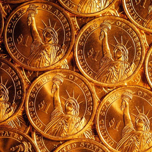 Oro dólar monedas fondo — Foto de Stock