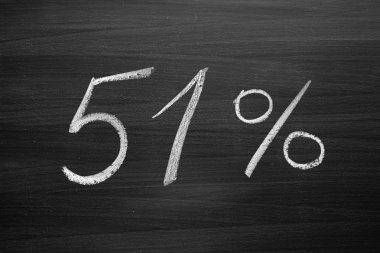 51-percent title written with a chalk on the blackboard clipart