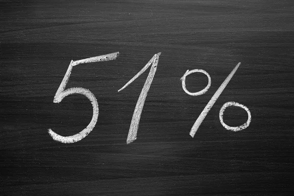 51-percent title written with a chalk on the blackboard — Stock Photo, Image