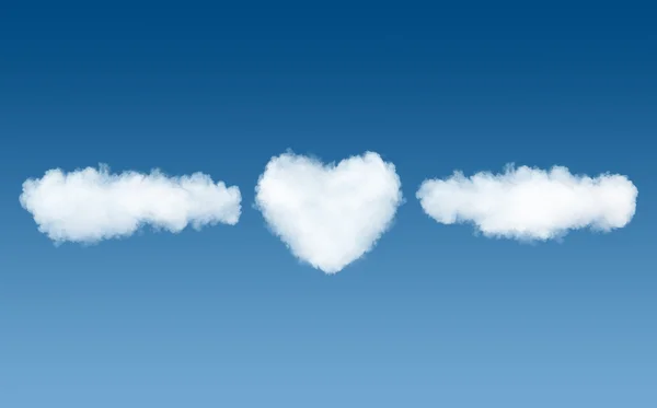 Nuvens e modelo de nome do coração no fundo do céu azul — Fotografia de Stock