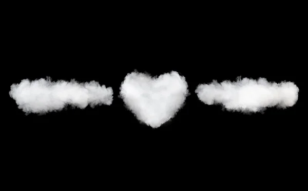 Σύννεφα και καρδιά πρότυπο όνομα απομονωμένη σε μαύρο — Φωτογραφία Αρχείου