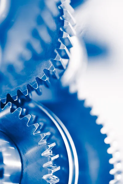 Fond de l'industrie avec roues dentées bleues — Photo