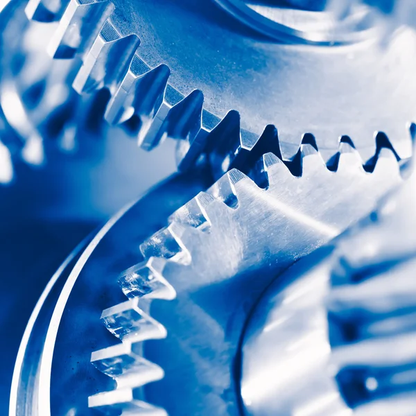 Industry background with blue gear wheels — Stock Photo, Image