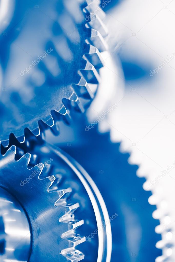 industry background with blue gear wheels