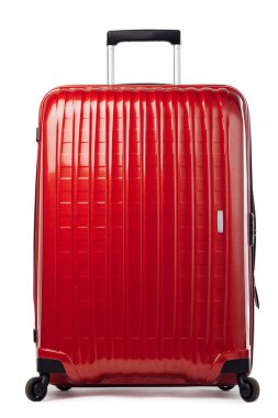 beyaz izole kırmızı karbon bavul