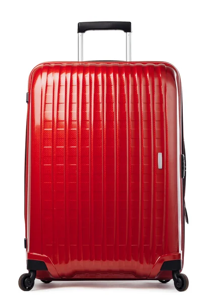 Red carbon suitcase isolated on white — Stock Photo, Image