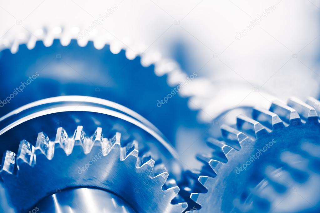 industry background with blue gear wheels