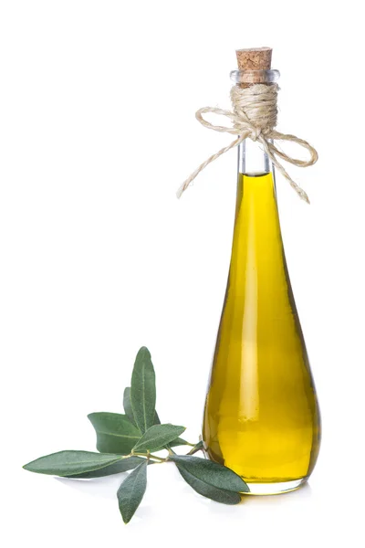 Экстра бутылка оливкового масла, изолированная на белом — стоковое фото