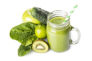 Yeşil yüzlü beyaz bir arka plan üzerinde izole