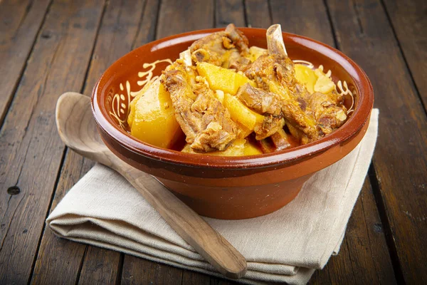 Potato Stew Pork Rib Chanterelles — Stock Photo, Image