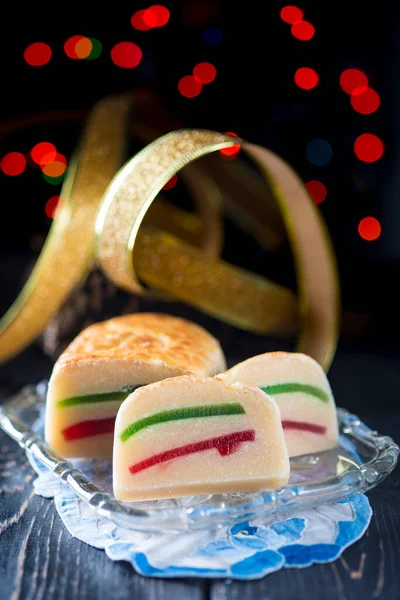 プレミアム伝統的なマルジパンクリスマスデザートのための食品 — ストック写真