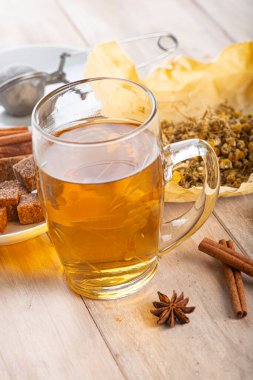 Sıcak papatya çayı, yabani çiçeklerden yapılır.